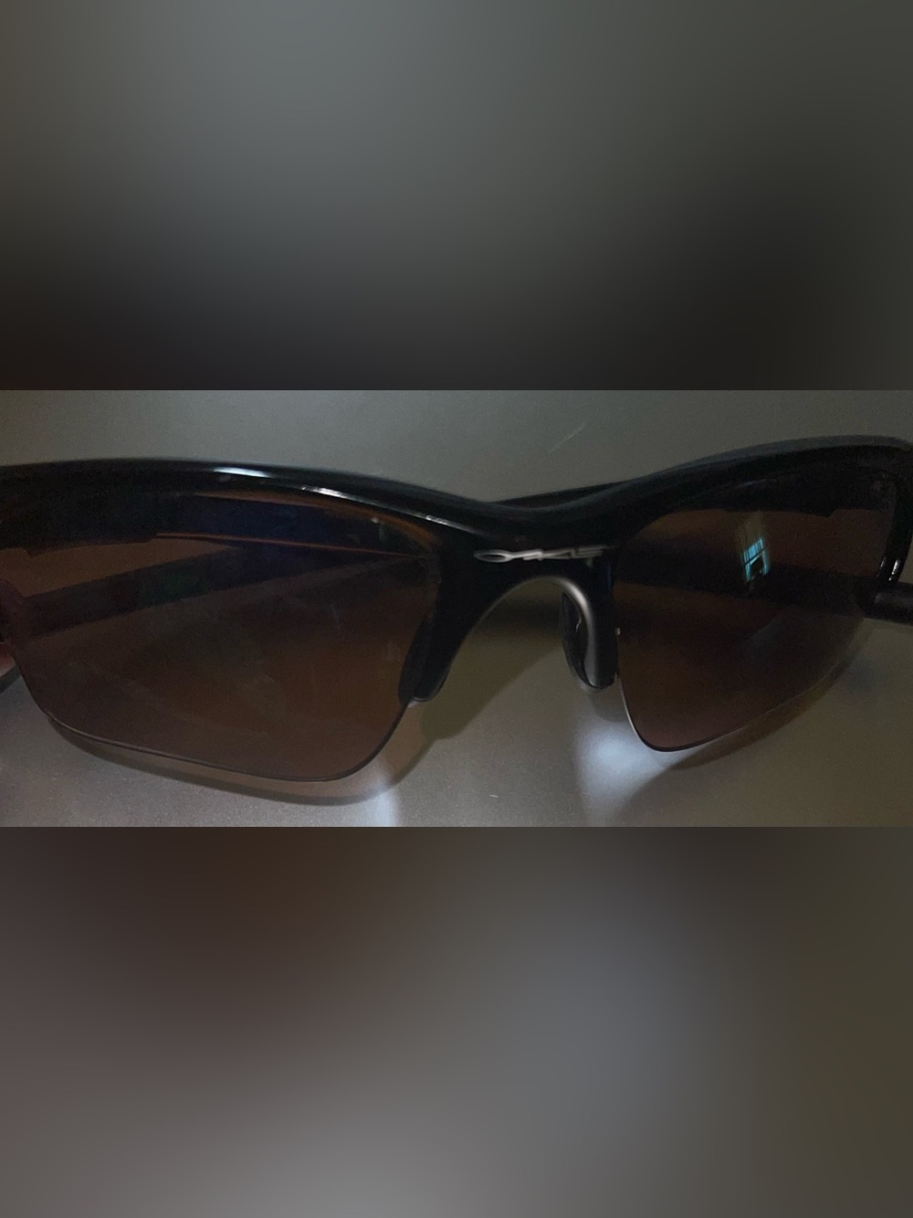 Oakley Black Sunglasses with brownish- Pink-Orange Mirrored Lenses - Picture 2 of 6